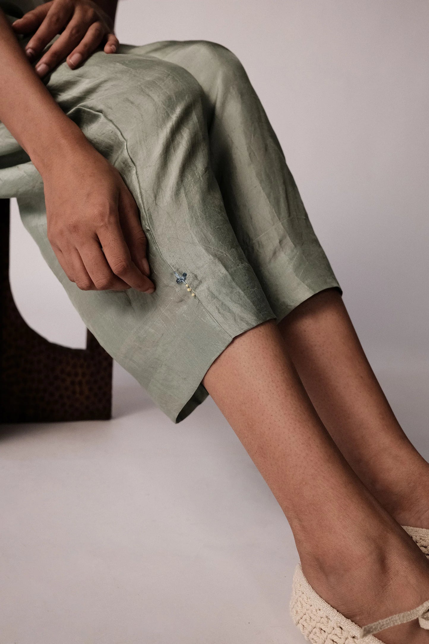 Anjira | Green Silk Pants