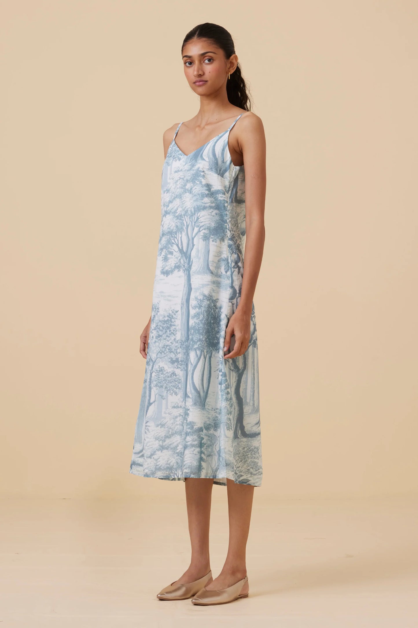 Aseel | Blue Print Handwoven Dress