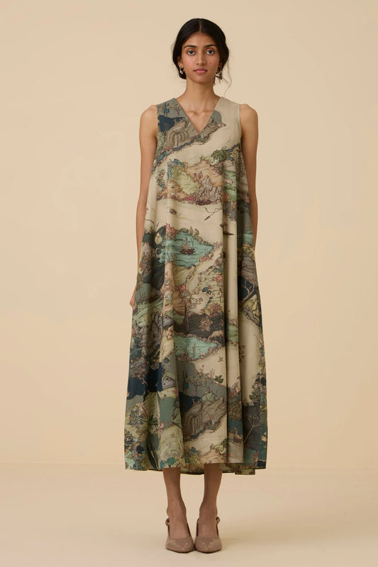 Riaz | Green Print Maxi Dress