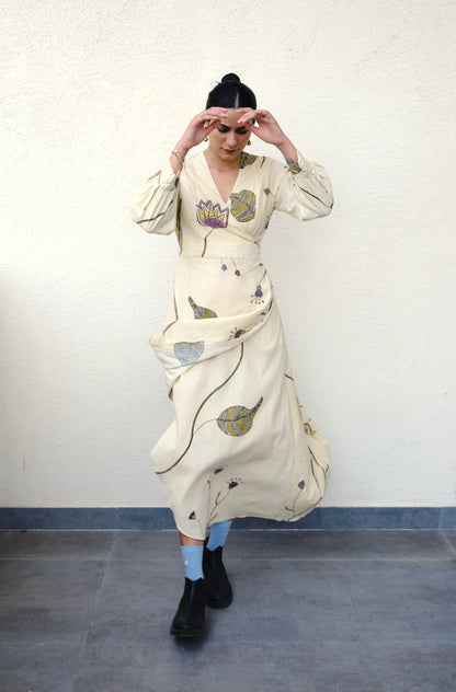 Valley of Kurinji | Hand-painted Wrap Dress