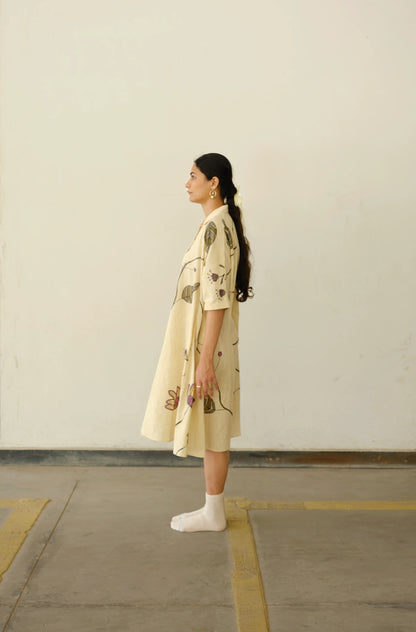 Summer Daydream Dress | Hand-painted Panelled Shirt Dress