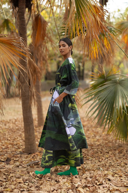 Doris | Green Oversized Printed Dress