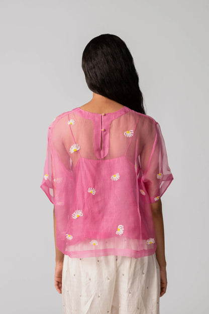 Gulbahar | Pink Organza Top