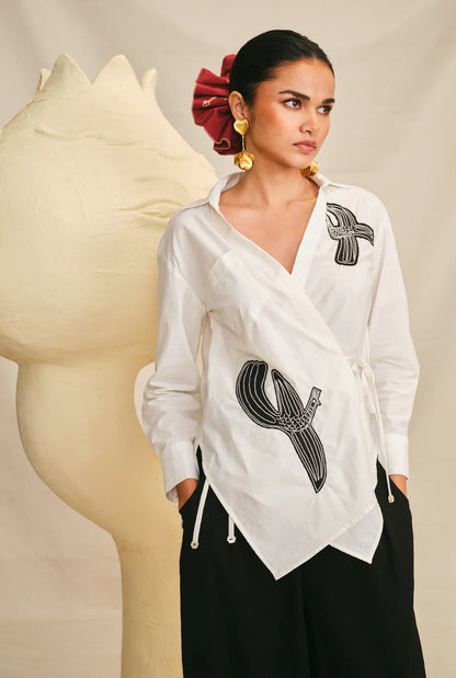 Hasan | White Wrap Shirt