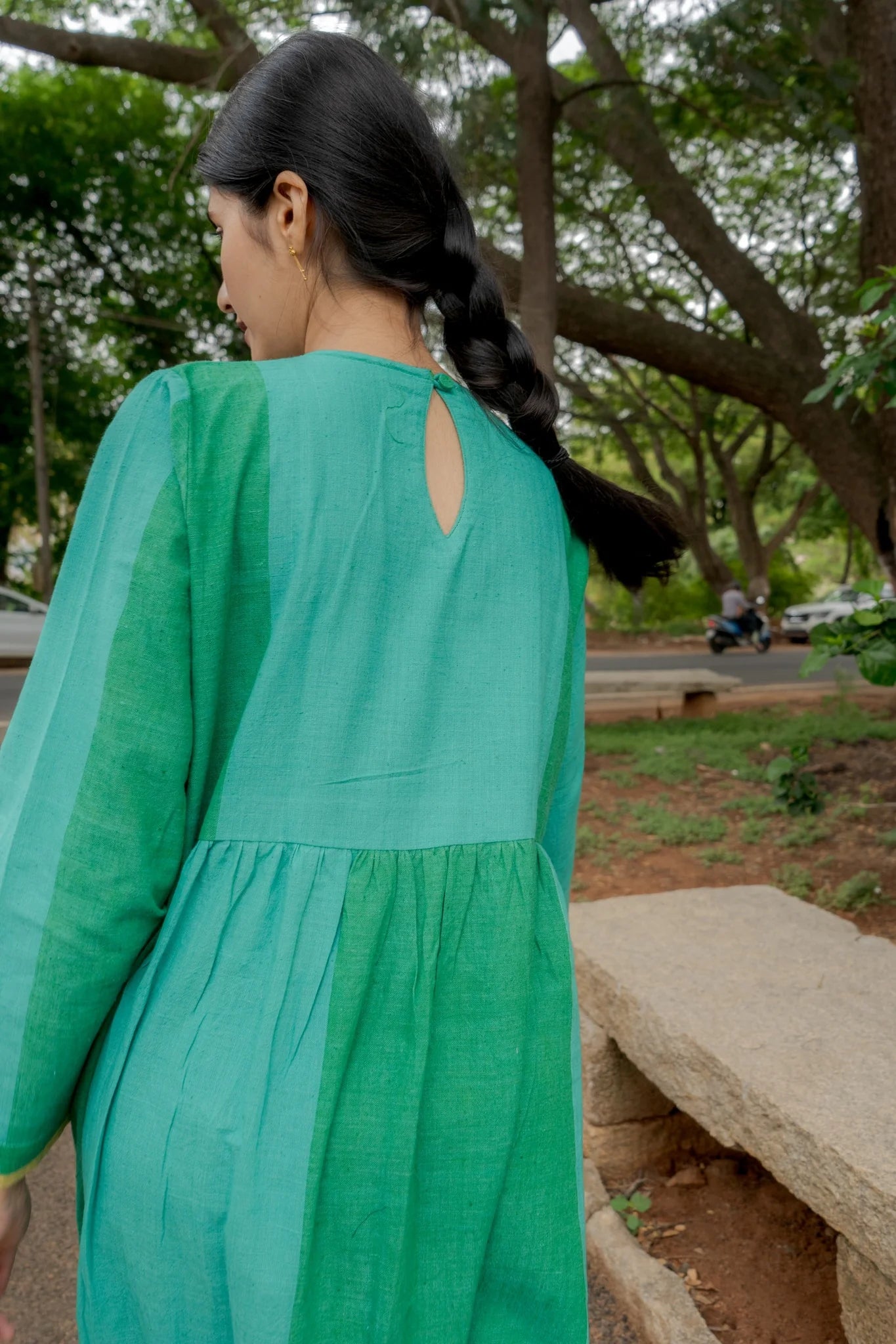 Nila | Green Panelled Dress